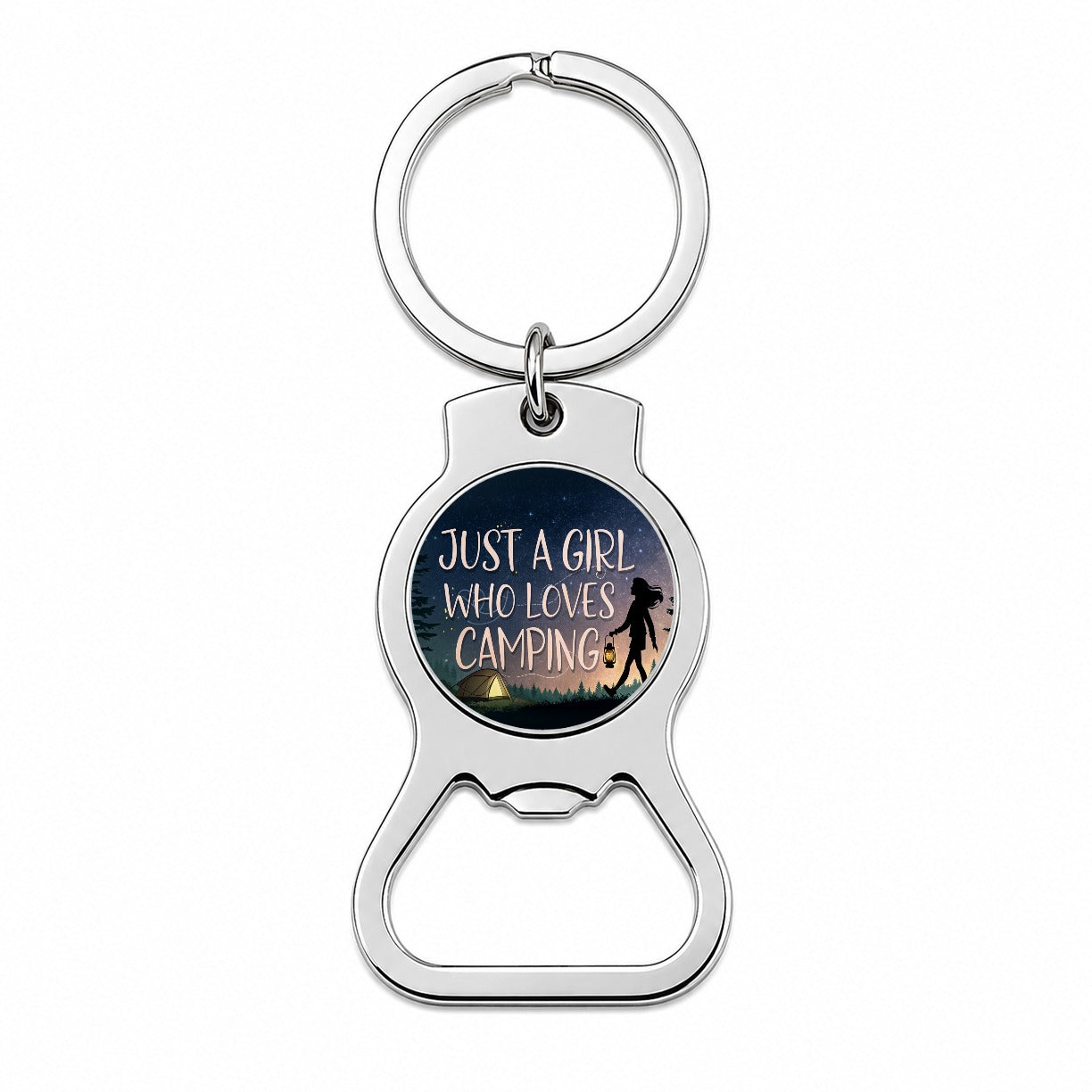 Just A Girl Who Loves Camping Funny Bottle Opener Keychain