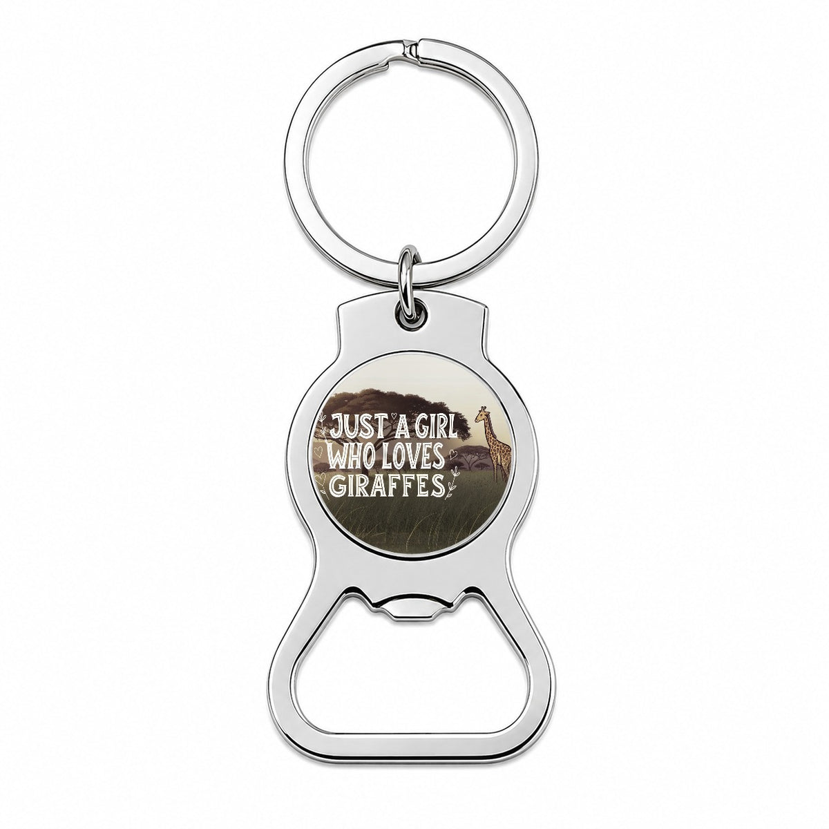 Just A Girl Who Loves Giraffes Bottle Opener Keychain