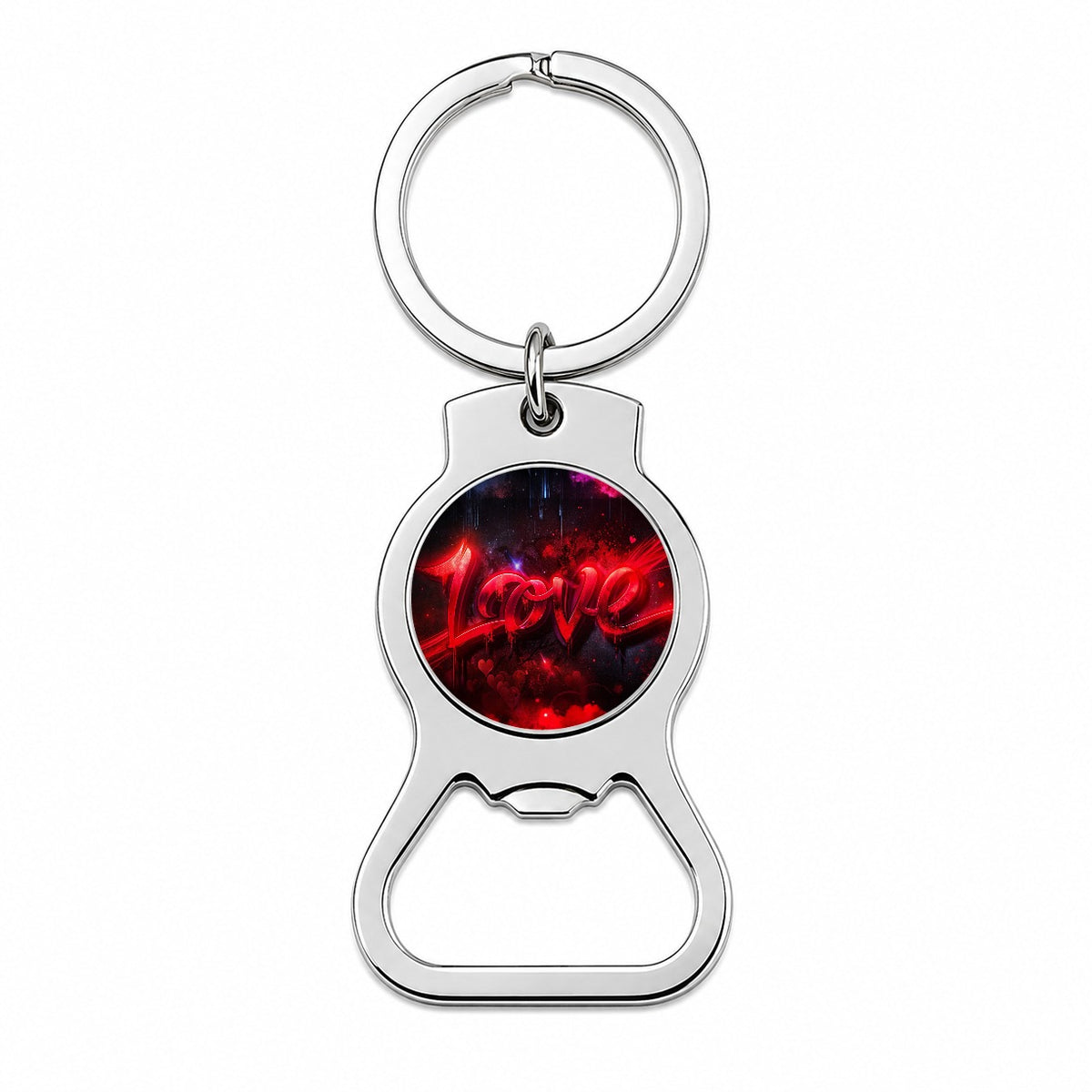 Love Red Graffiti Style Bottle Opener Keychain