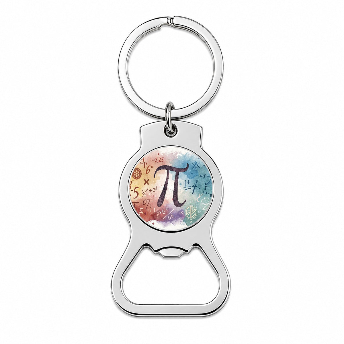 Math Numbers Symbols Pi Artistic Watercolor Bottle Opener Keychain