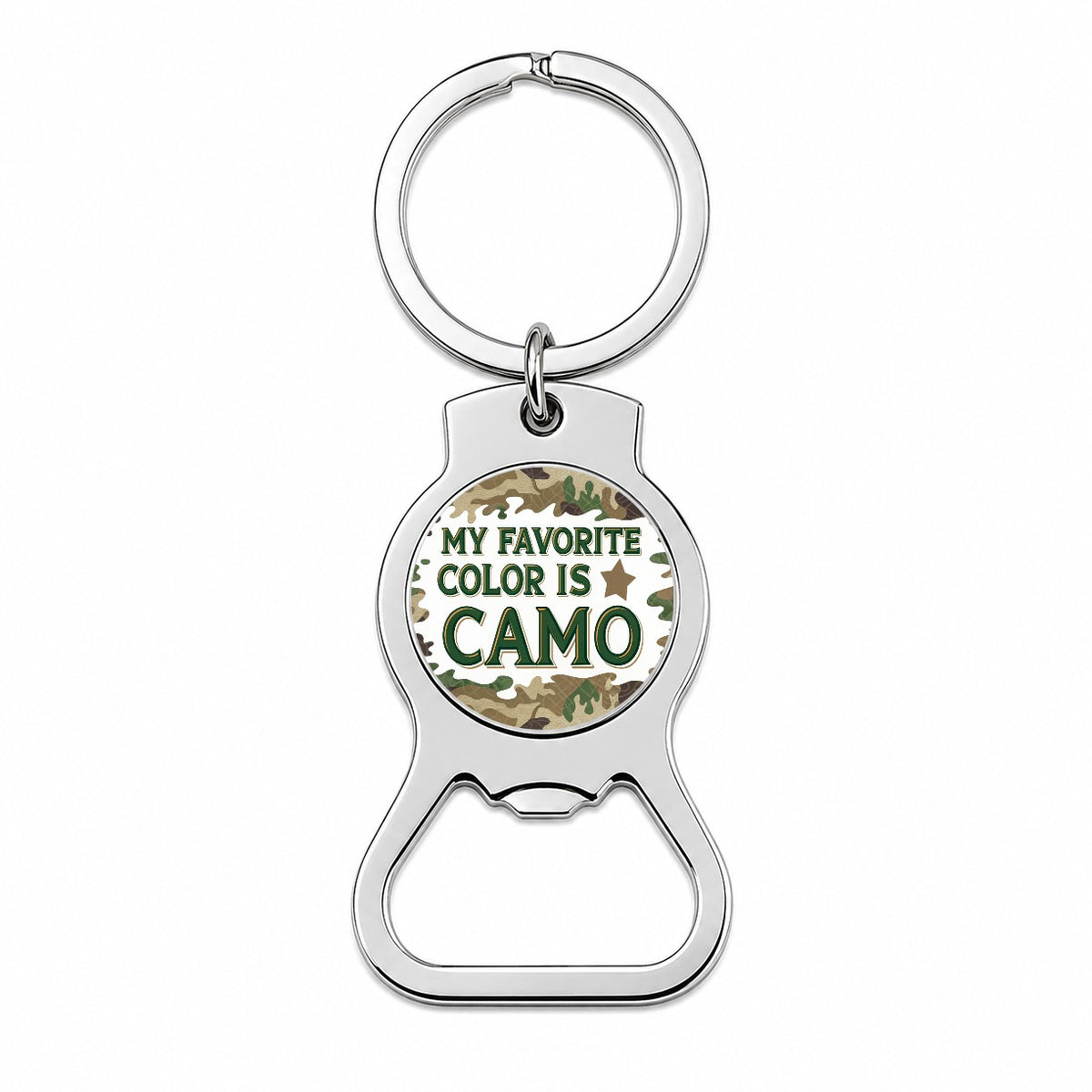My Favorite Color Is Camo Camouflage Hunting Green Brown Bottle Opener Keychain