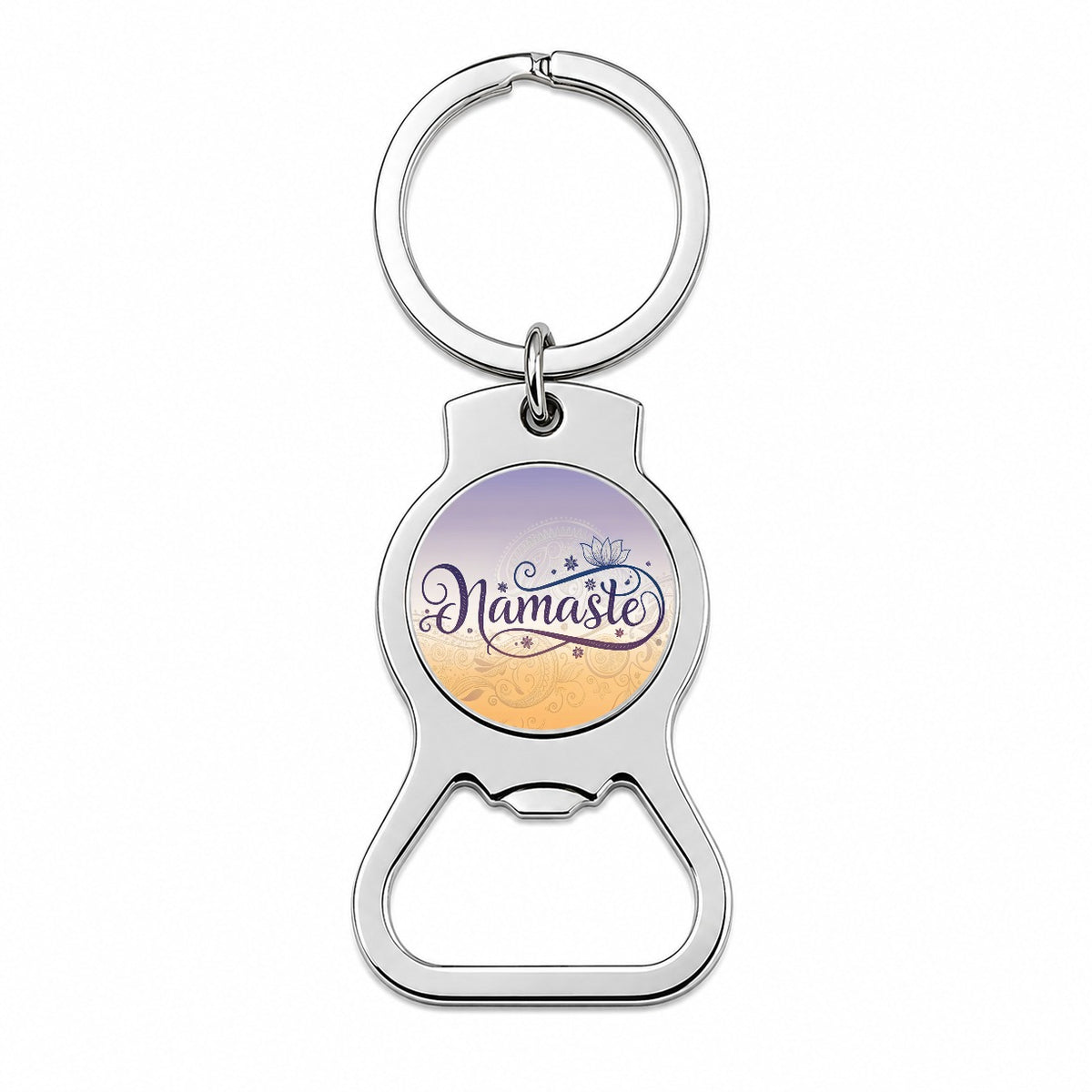 Namaste Yoga Lotus Flower Bottle Opener Keychain
