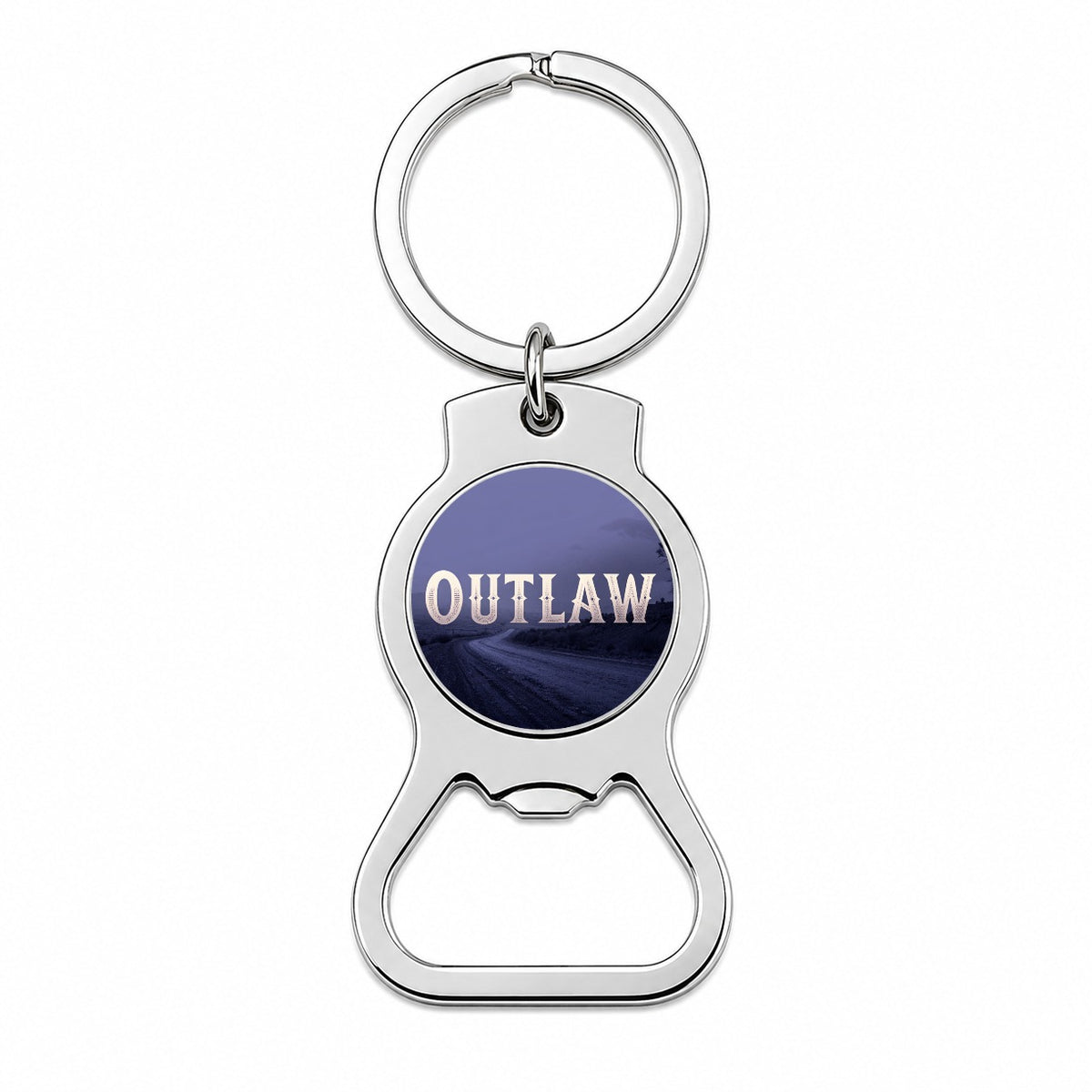 Outlaw Empty Highway Bottle Opener Keychain