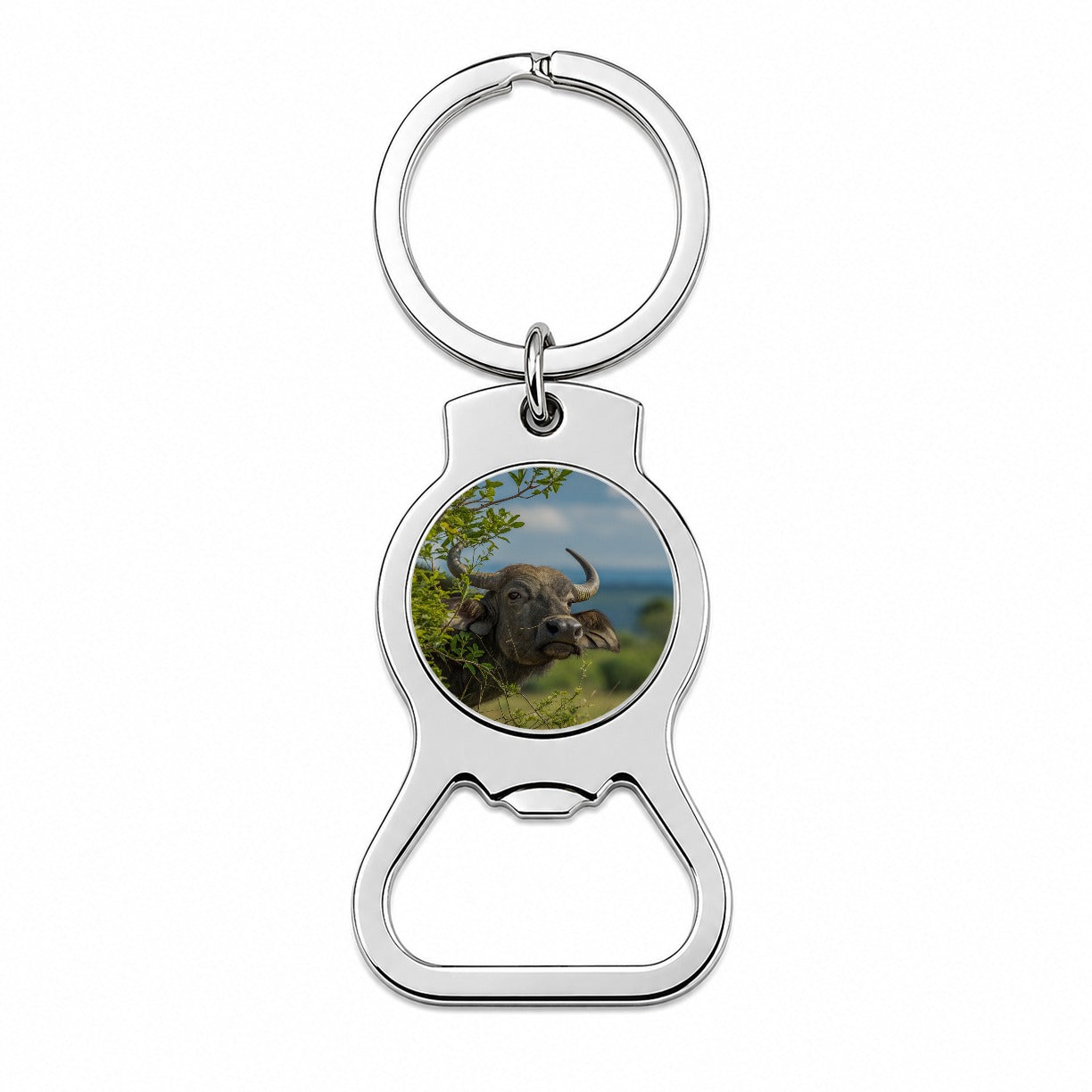 African Buffalo Safari Wildlife Bottle Opener Keychain
