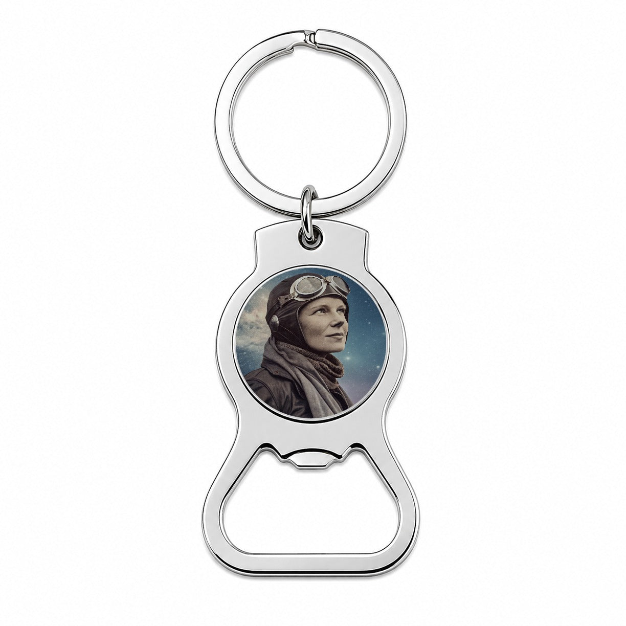 Amelia Earhart Aviation Bottle Opener Keychain