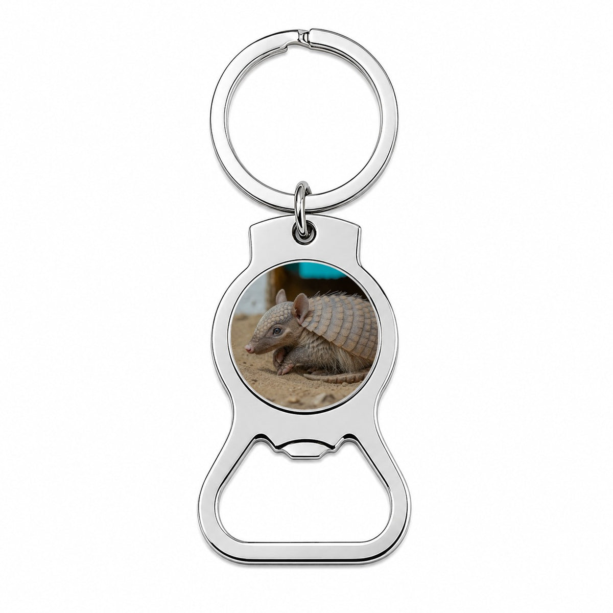 Armadillo Close Up Bottle Opener Keychain