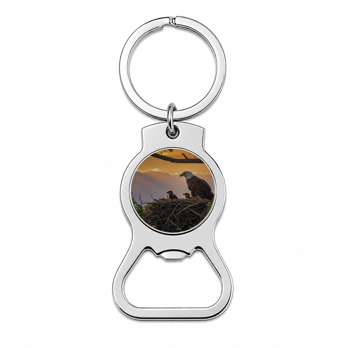 Bald Eagle Babies In Nest Sunset Bottle Opener Keychain