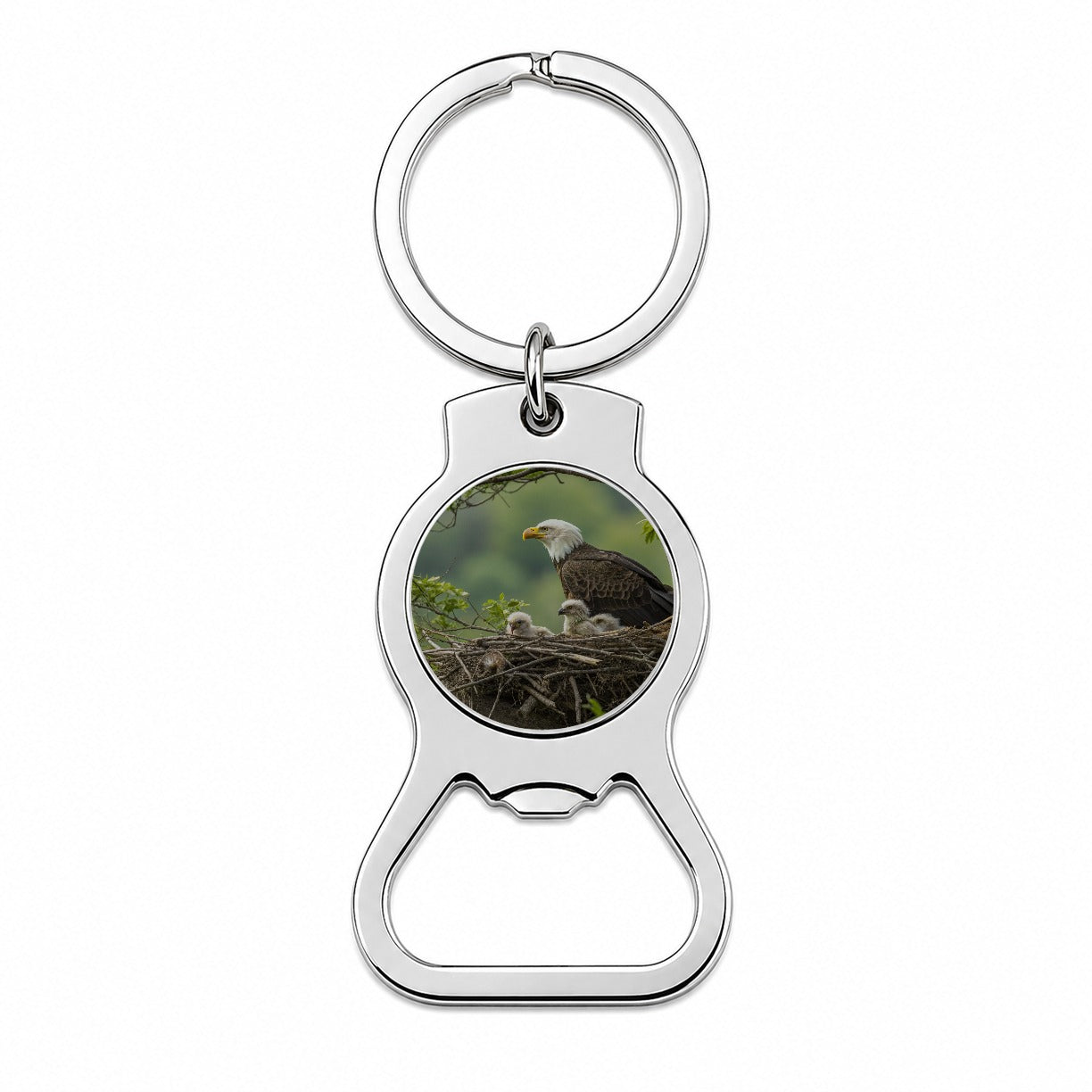 Bald Eagle Babies In Nest Bottle Opener Keychain