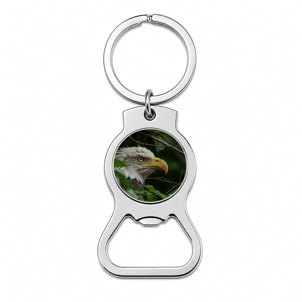Bald Eagle Wildlife Portrait Bottle Opener Keychain