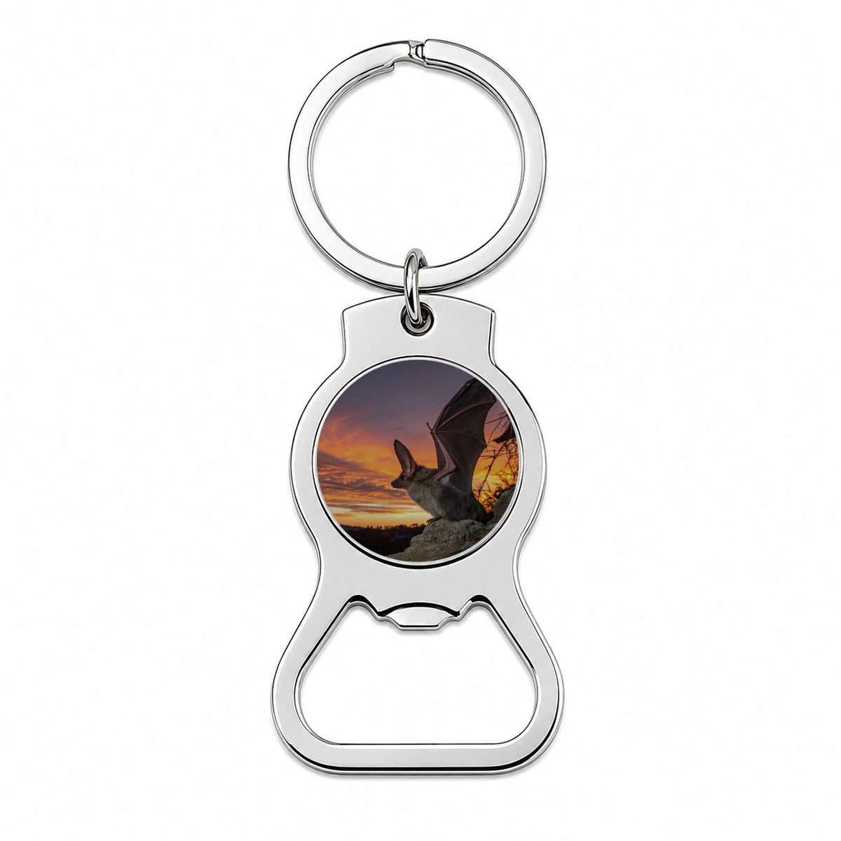 Bat Nature At Sunset Bottle Opener Keychain