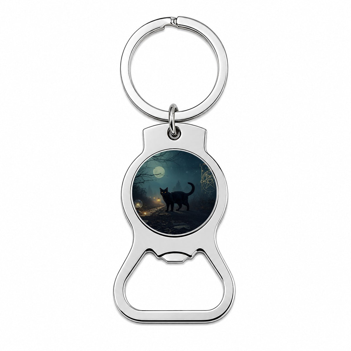Black Cat Tarot Mystic Bottle Opener Keychain