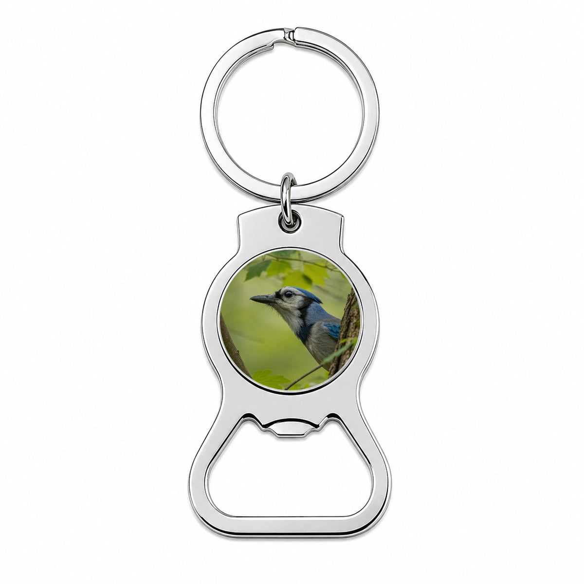 Blue Jay Bird Wildlife Bottle Opener Keychain