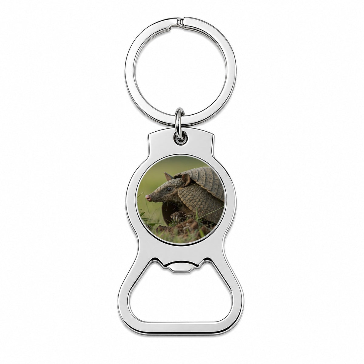 Curious Armadillo Wildlife Nature Bottle Opener Keychain