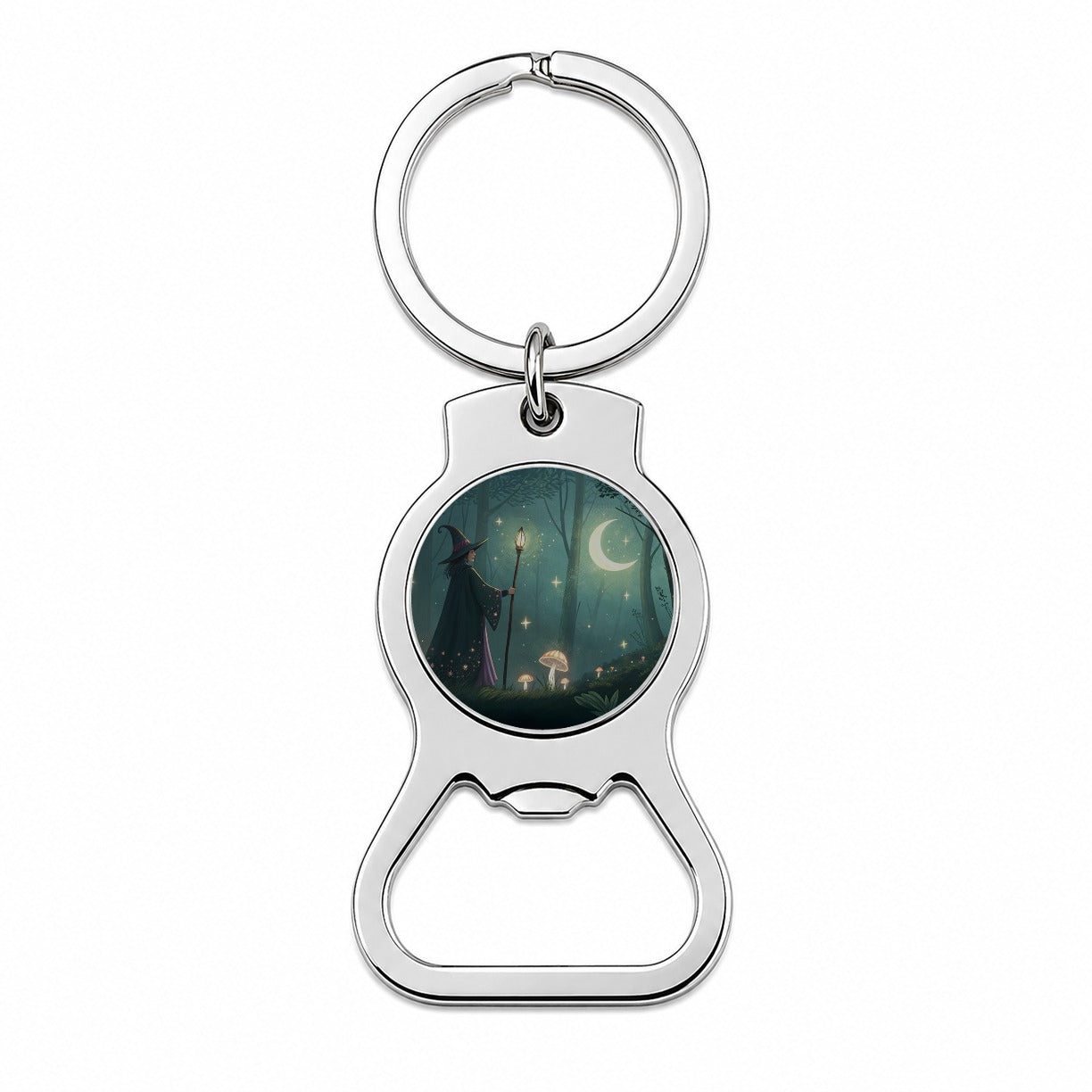 Enchanted Forest Witch Scene Bottle Opener Keychain