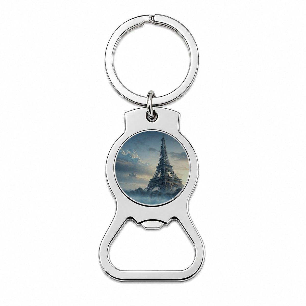 Foggy Eiffel Tower Paris Bottle Opener Keychain
