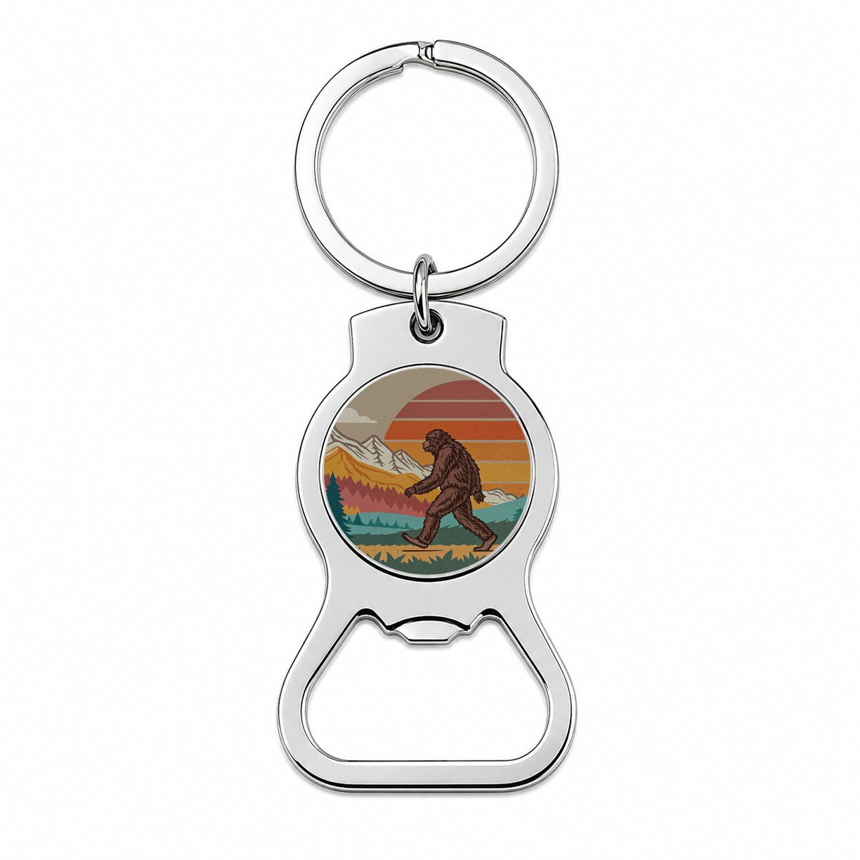 Funny Retro Sasquatch Bigfoot Walking Bottle Opener Keychain