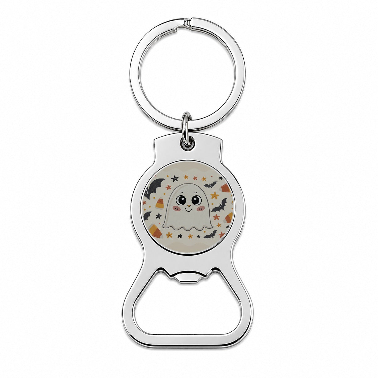 Halloween Ghost Candy Corn Pattern Bottle Opener Keychain