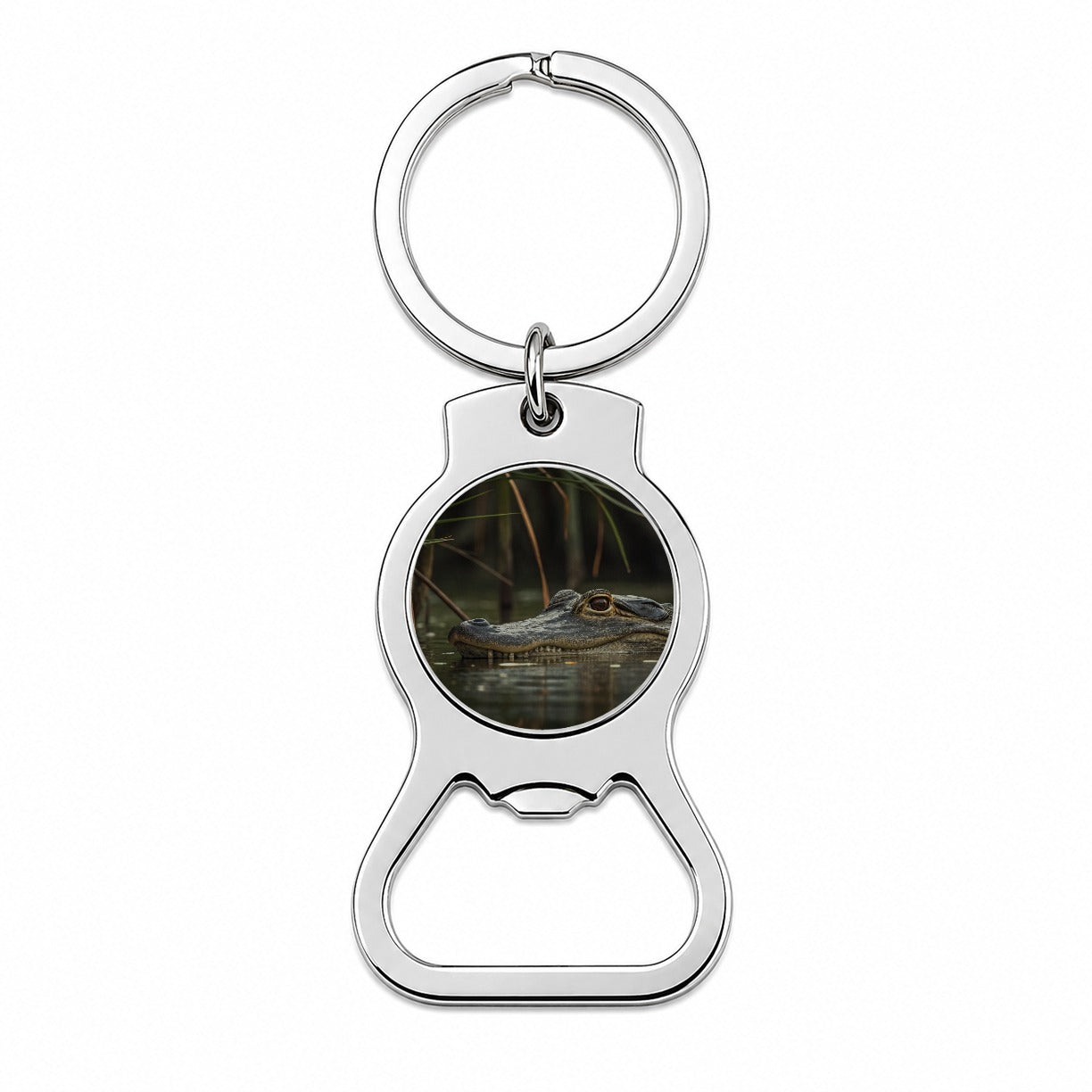 Hidden Alligator Nature Photo Bottle Opener Keychain