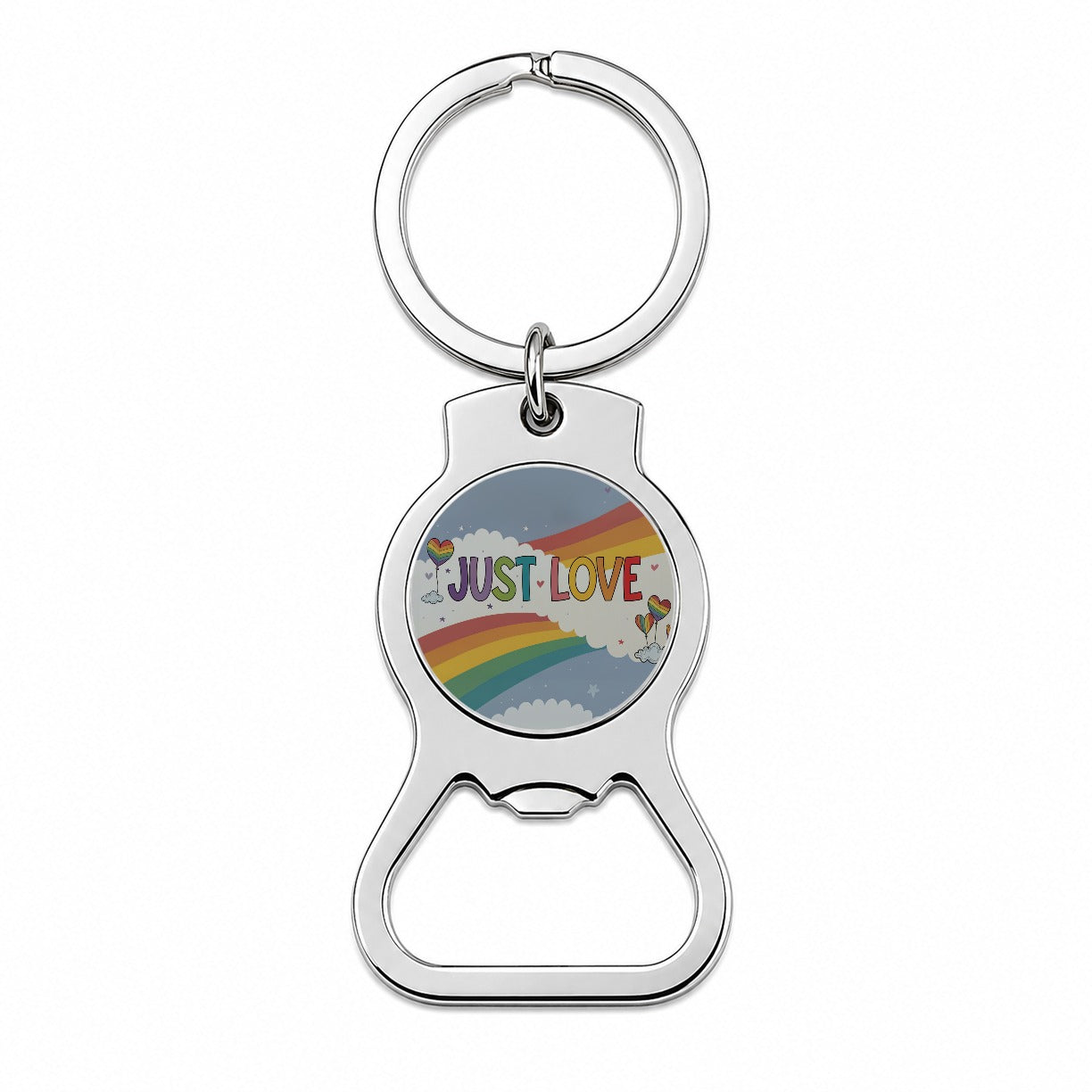 Just Love Rainbows Balloons Pride Bottle Opener Keychain