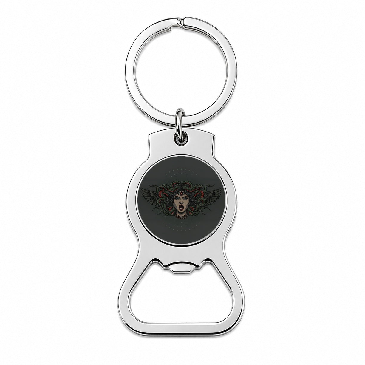 Medusa Gorgon Snake Tattoo Style Bottle Opener Keychain
