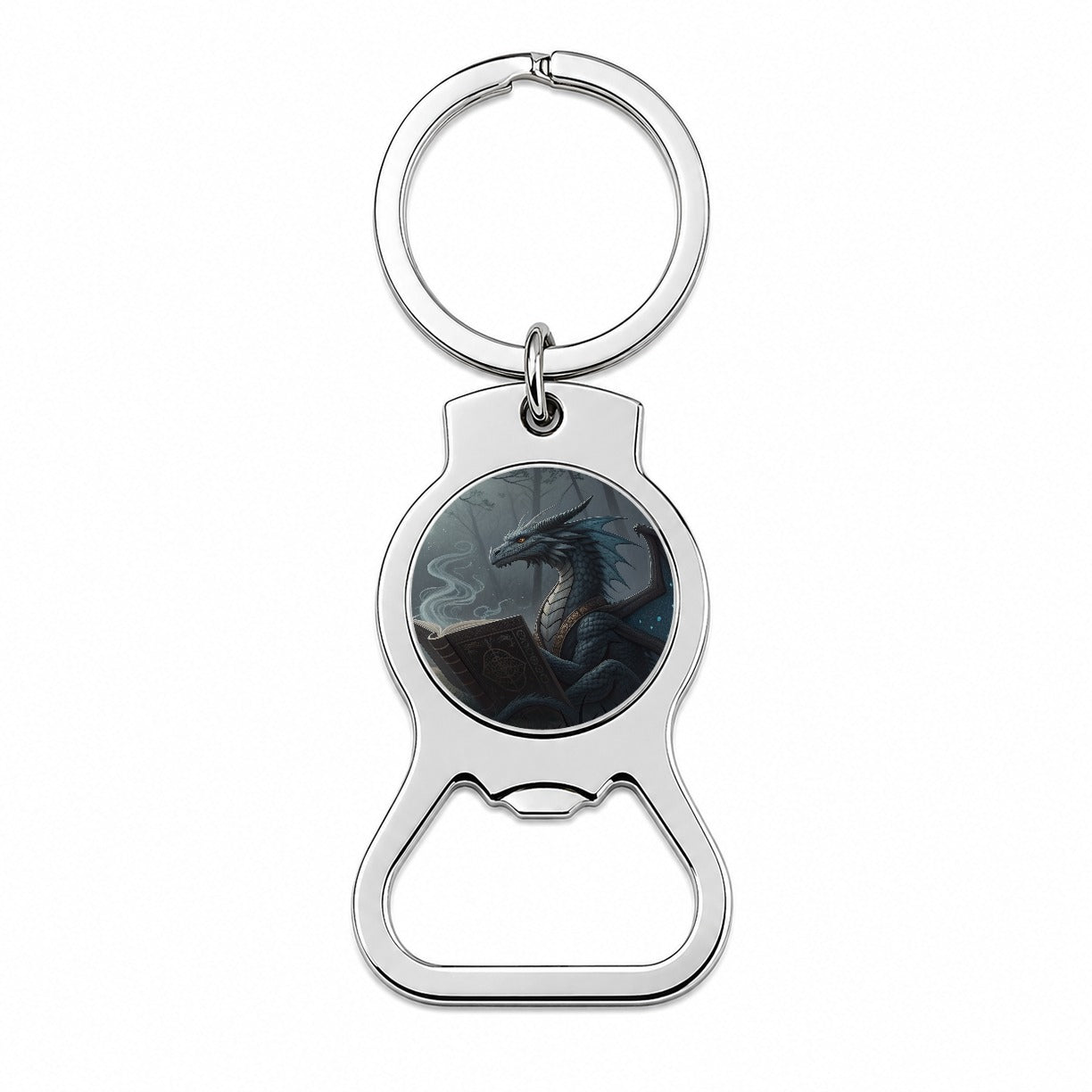 Misty Dragon Reading Book Bottle Opener Keychain