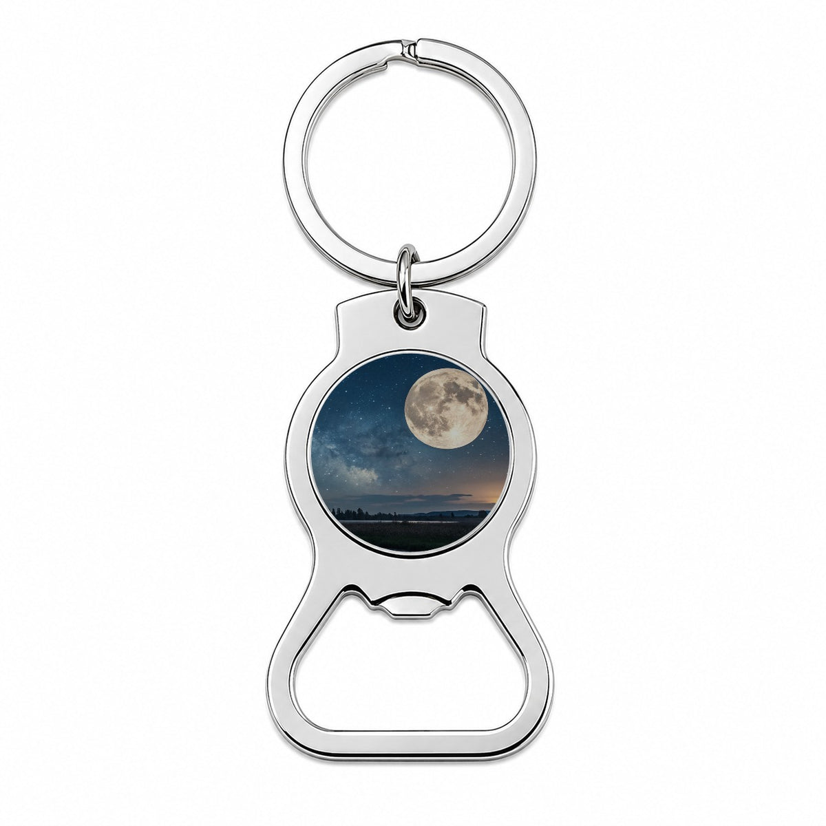 Moonlit River Night Landscape Bottle Opener Keychain