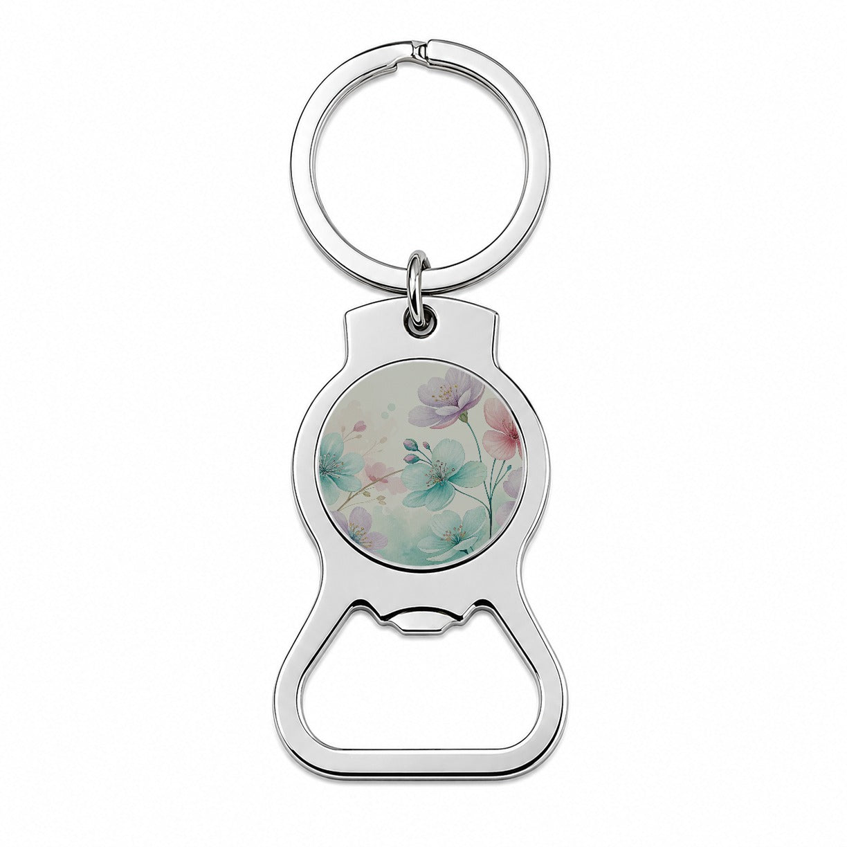 Pastel Flowers Botanical Art Bottle Opener Keychain
