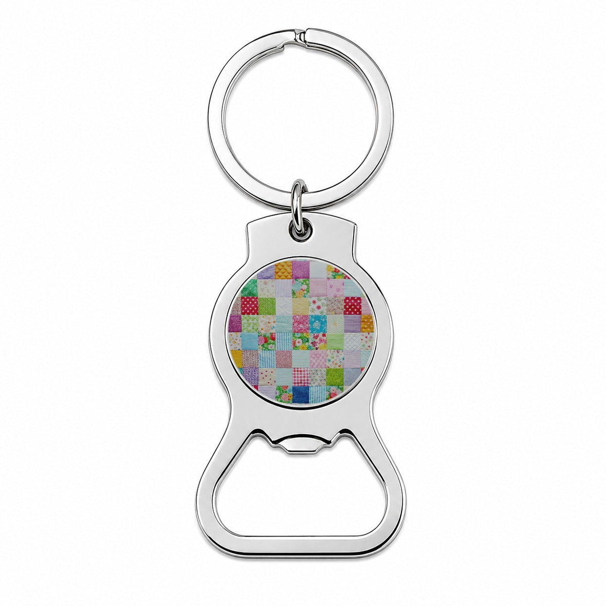 Patchwork Quilt Colorful Bottle Opener Keychain