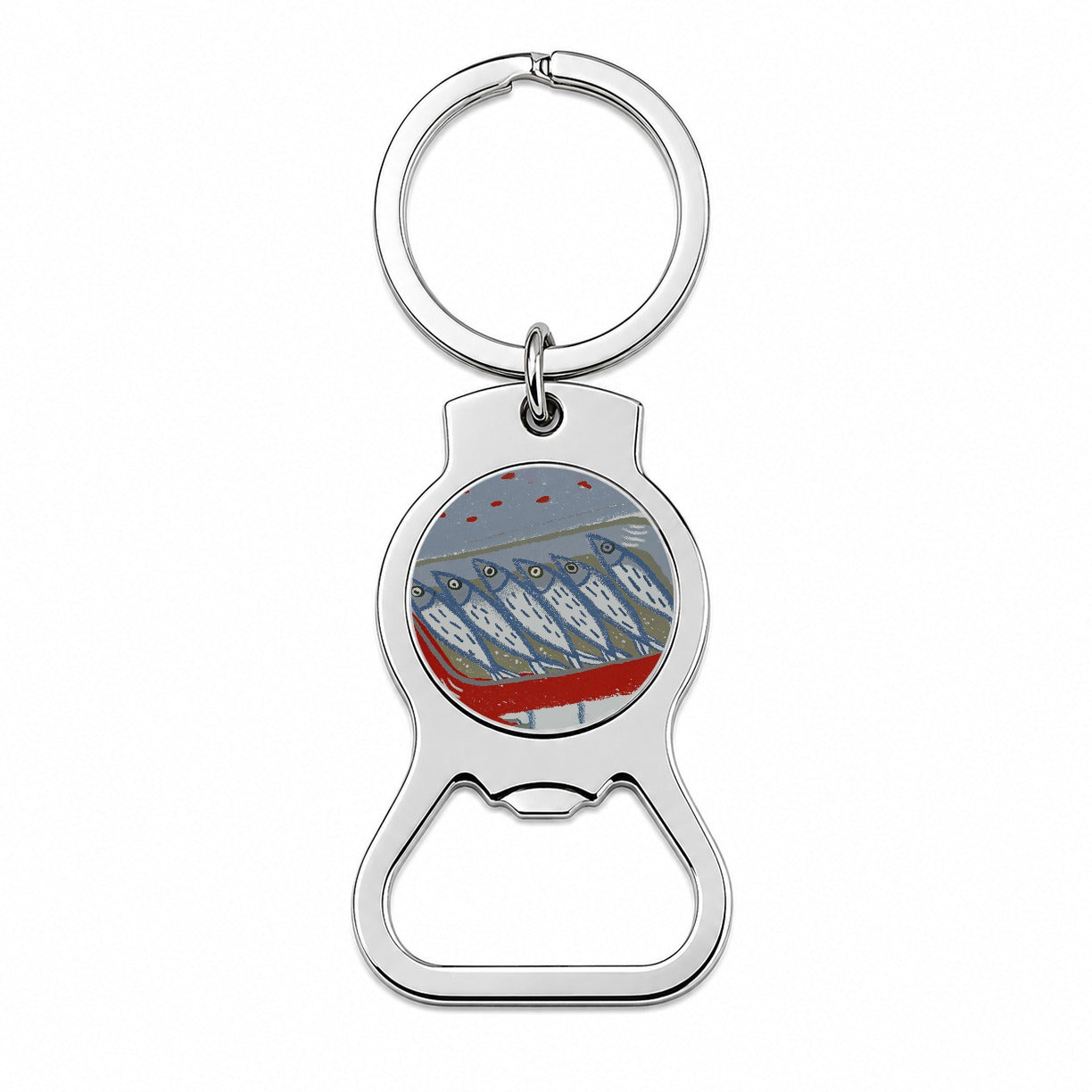 Sardines Fish In Tin Bottle Opener Keychain