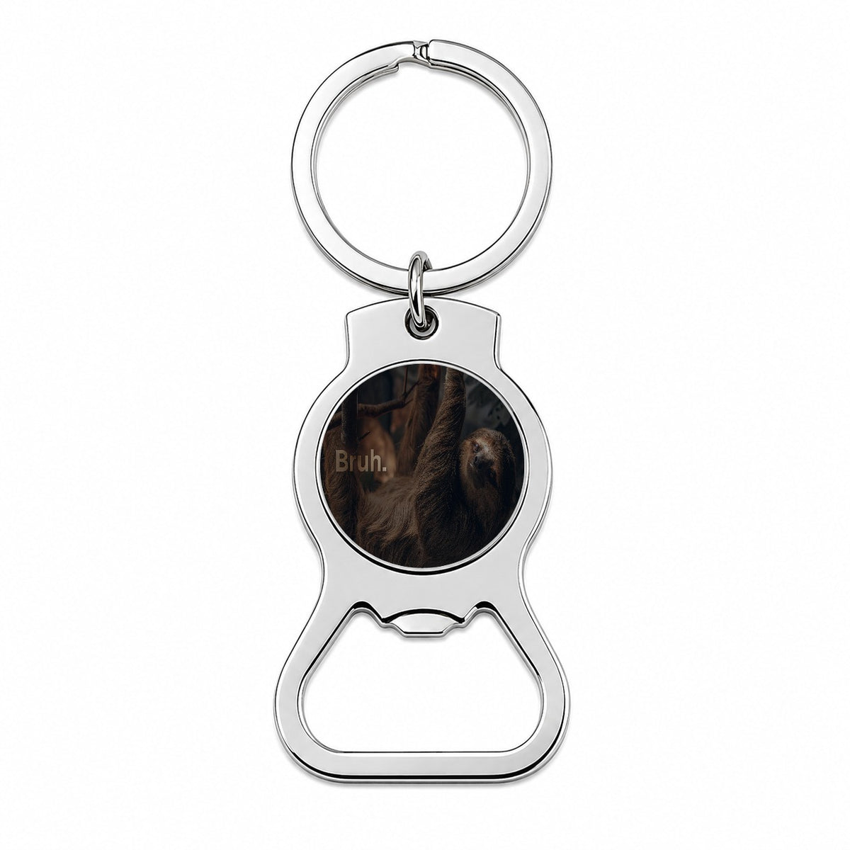 Sloth Saying Bruh Funny Bottle Opener Keychain