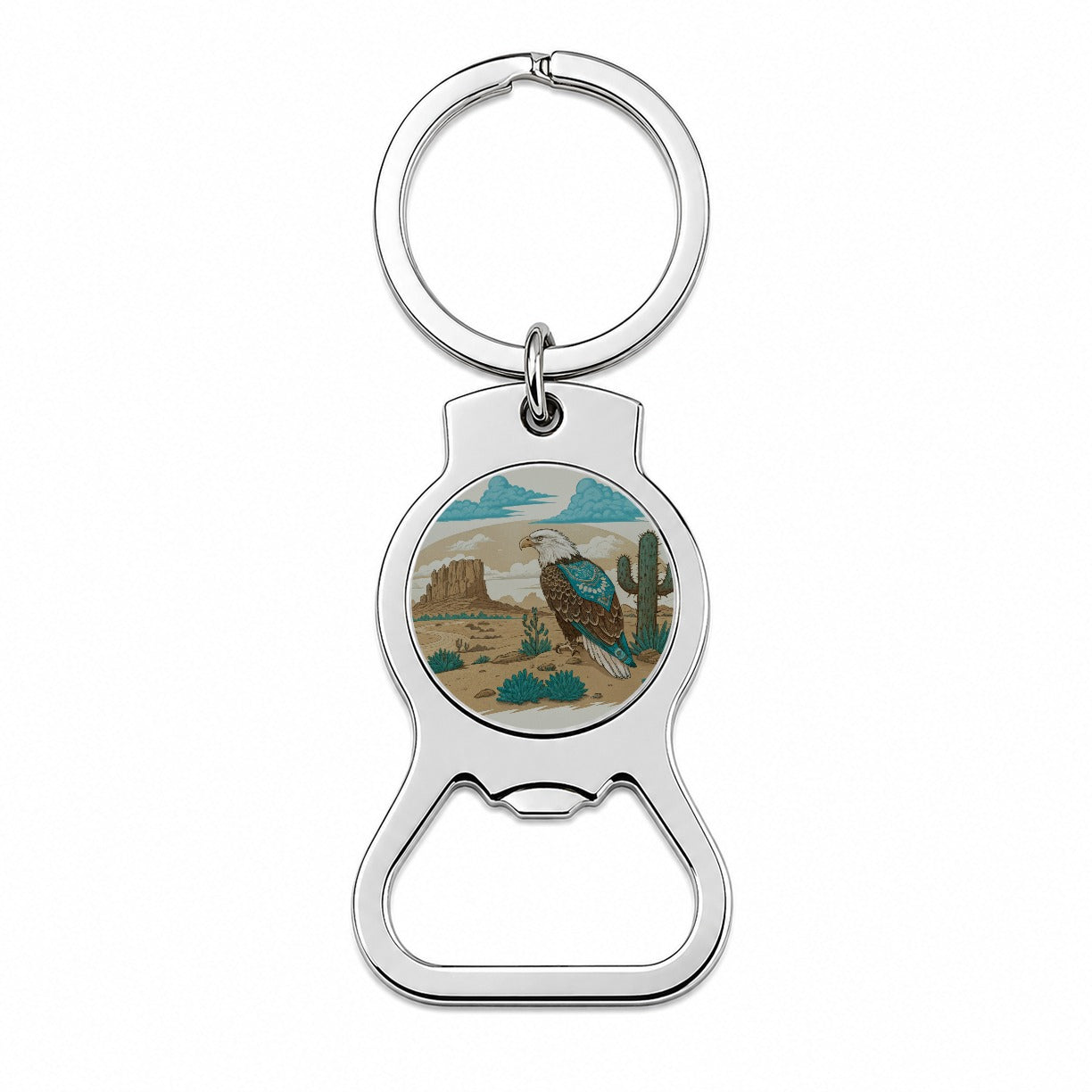 Southwestern Bald Eagle Desert Bottle Opener Keychain