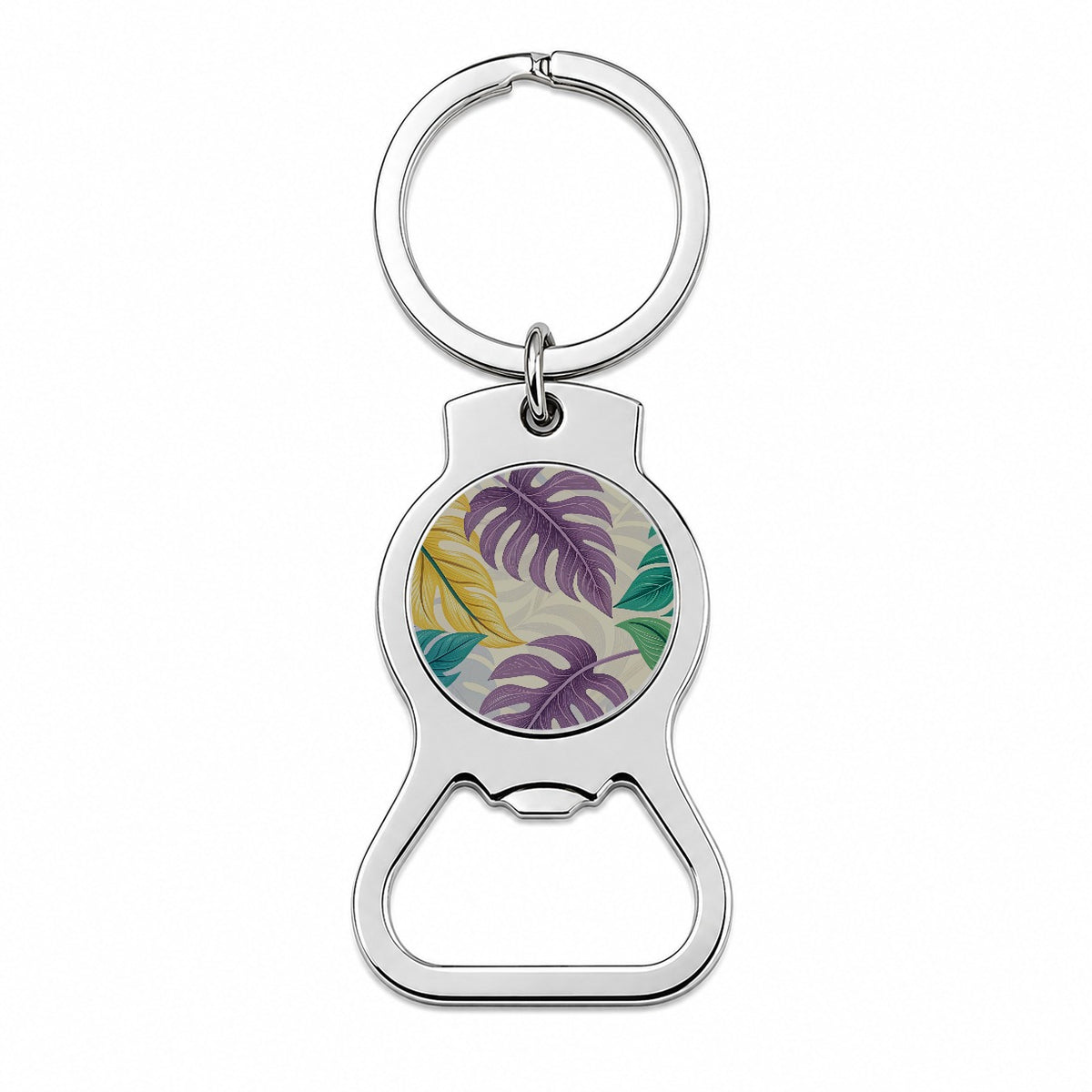 Tropical Leaves Colorful Foliage Bottle Opener Keychain