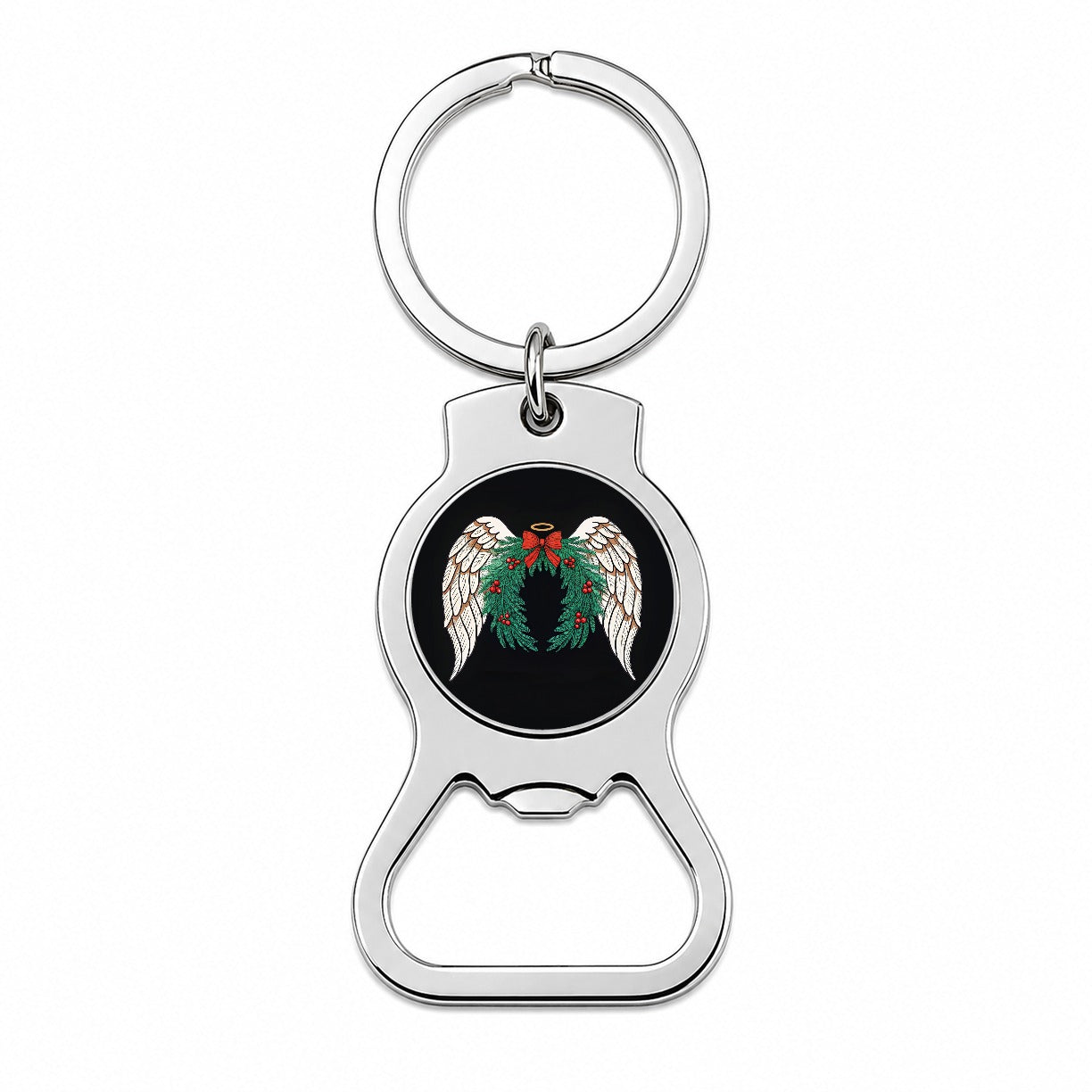 Angel Wings Christmas Bottle Opener Keychain