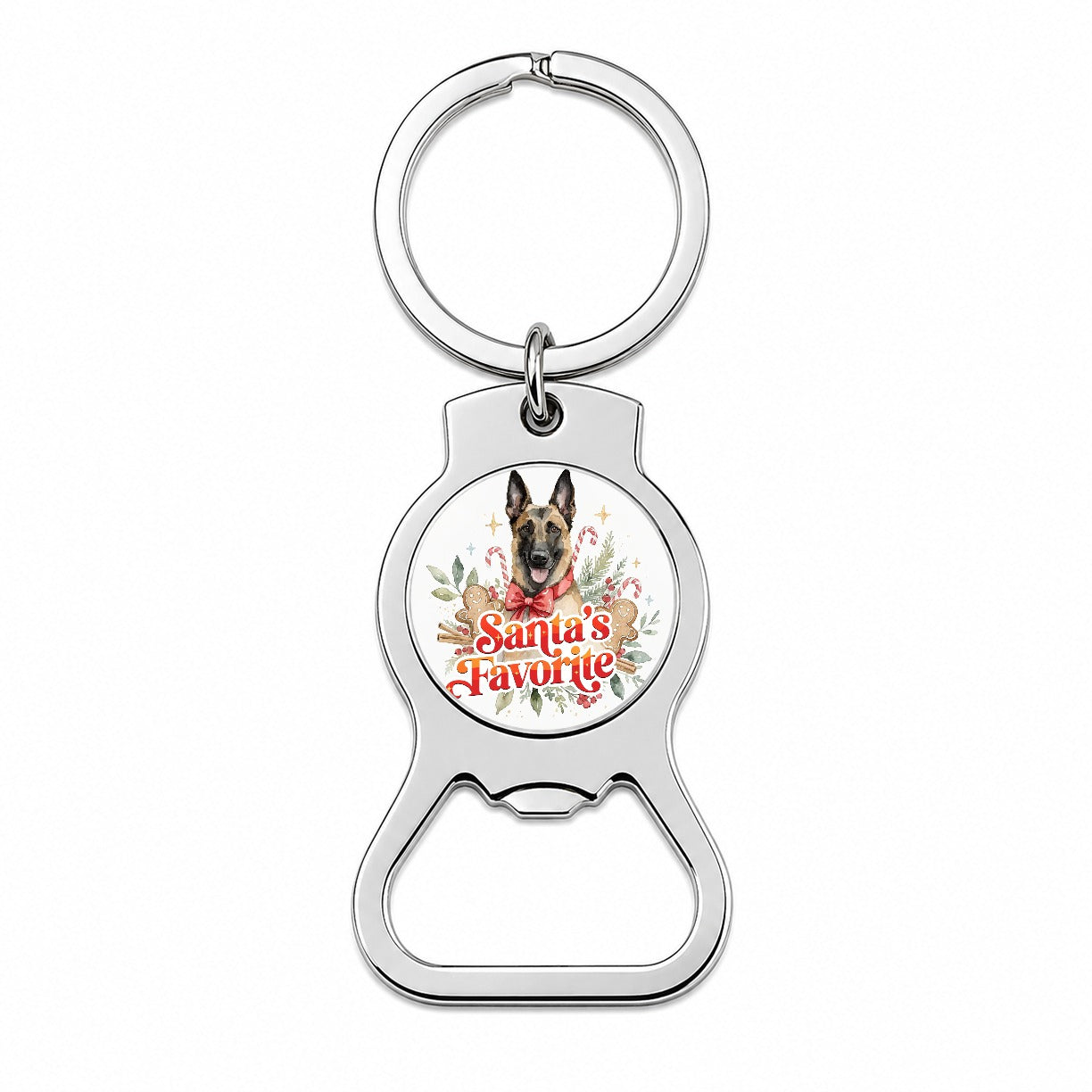 Belgian Malinois Dog Christmas Santa's Favorite Bottle Opener Keychain