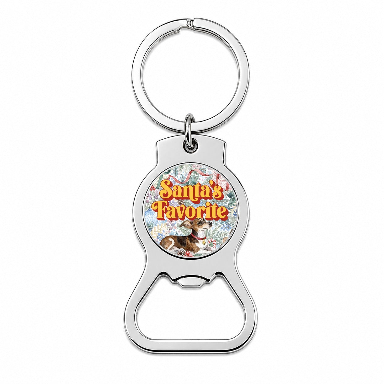 Chiweenie Dog Christmas Santa's Favorite Bottle Opener Keychain