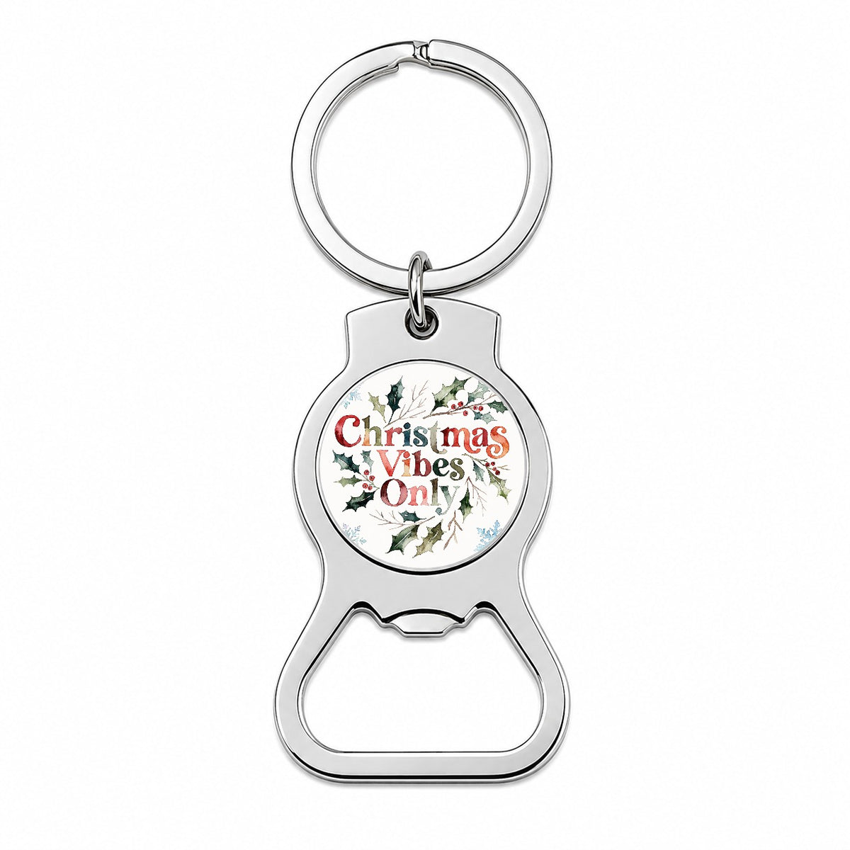 Christmas Vibes Only Bottle Opener Keychain