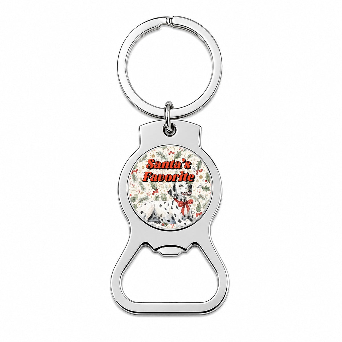 Dalmatian Dog Christmas Santa's Favorite Bottle Opener Keychain
