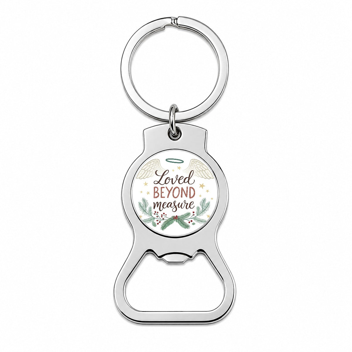 Loved Beyond Measure Christmas Halo Angel Bottle Opener Keychain