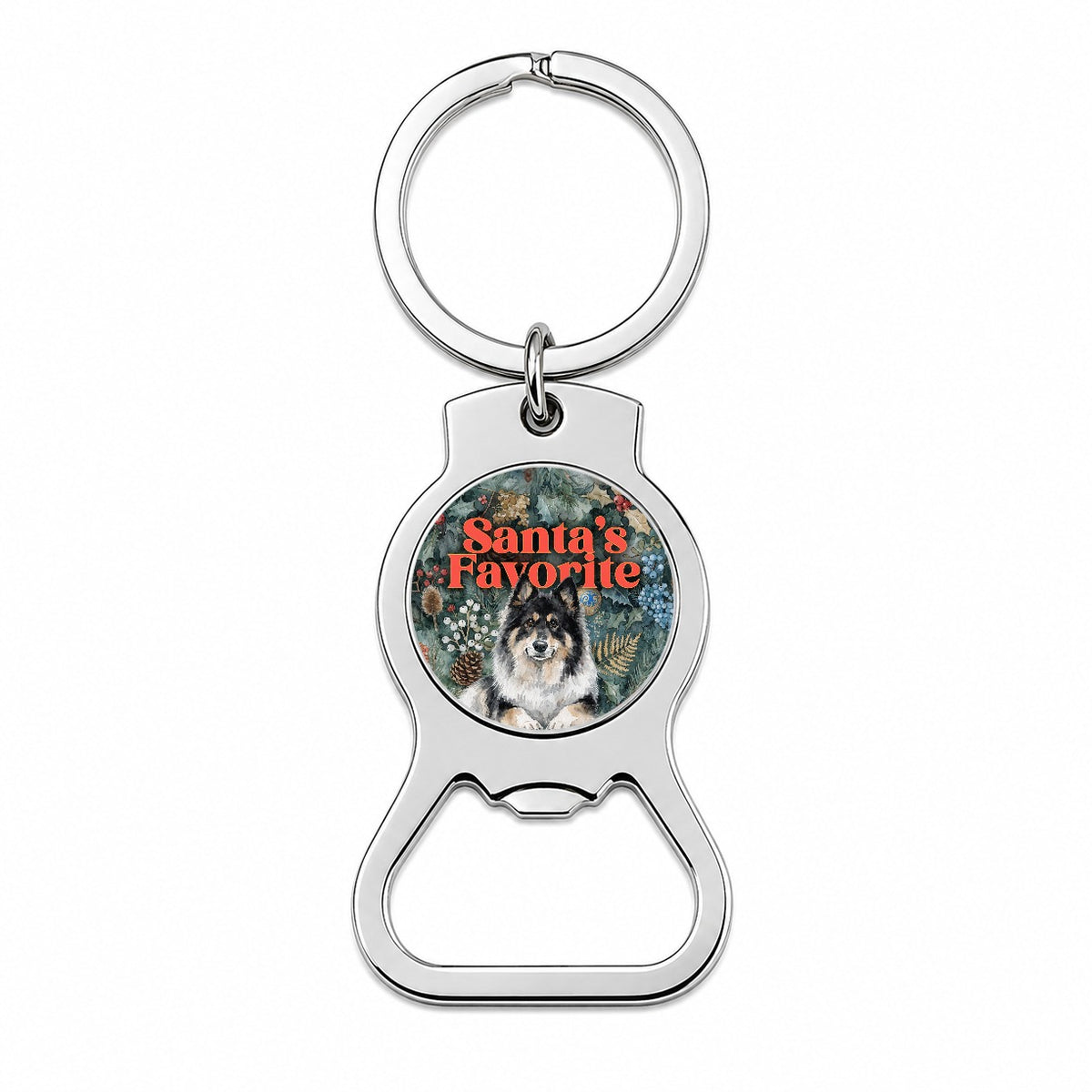 Norwegian Elkhound Dog Christmas Santa's Favorite Bottle Opener Keychain