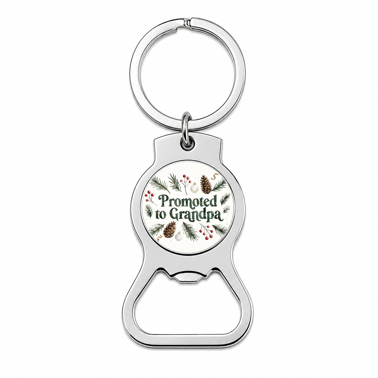Promoted To Grandpa Christmas Bottle Opener Keychain