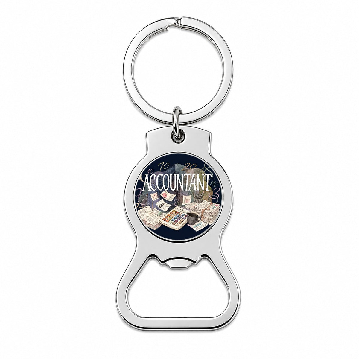 Accountant Accounting Bookkeeping Numbers Bottle Opener Keychain