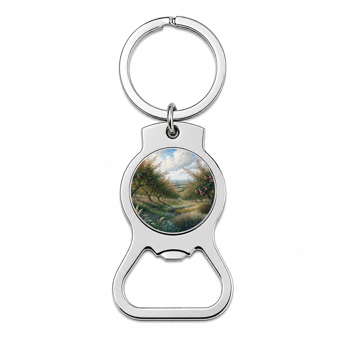 Apple Orchard Country Illustration Bottle Opener Keychain