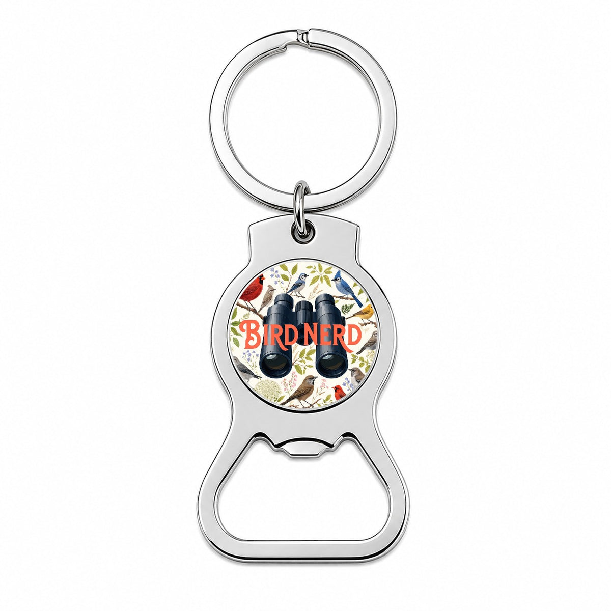 Bird Nerd Binoculars Birdwatching Bottle Opener Keychain
