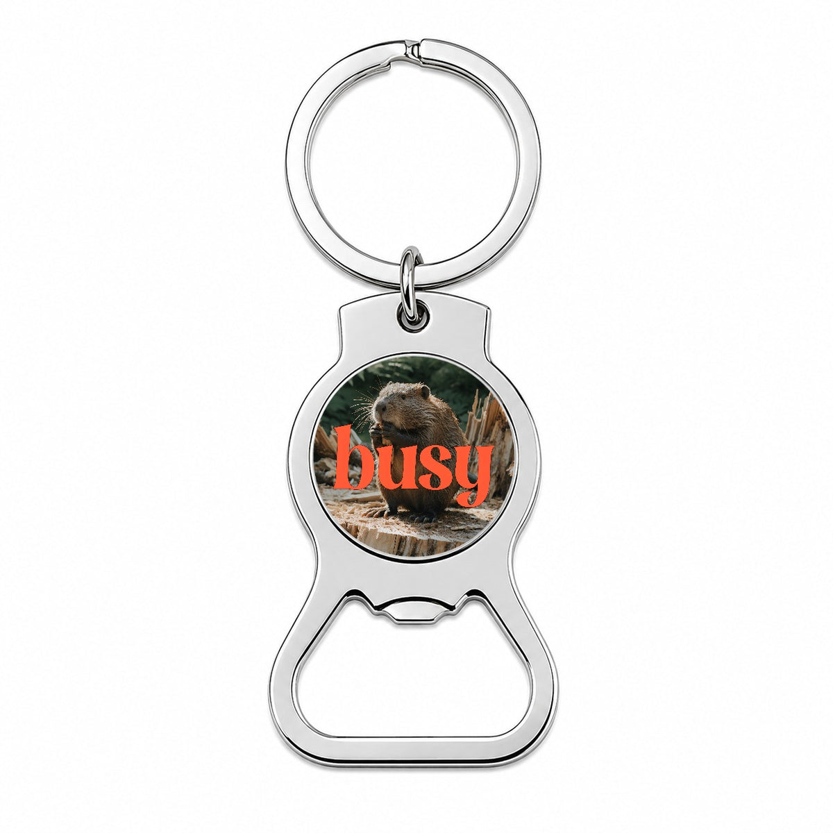 Busy Beaver Funny Bottle Opener Keychain