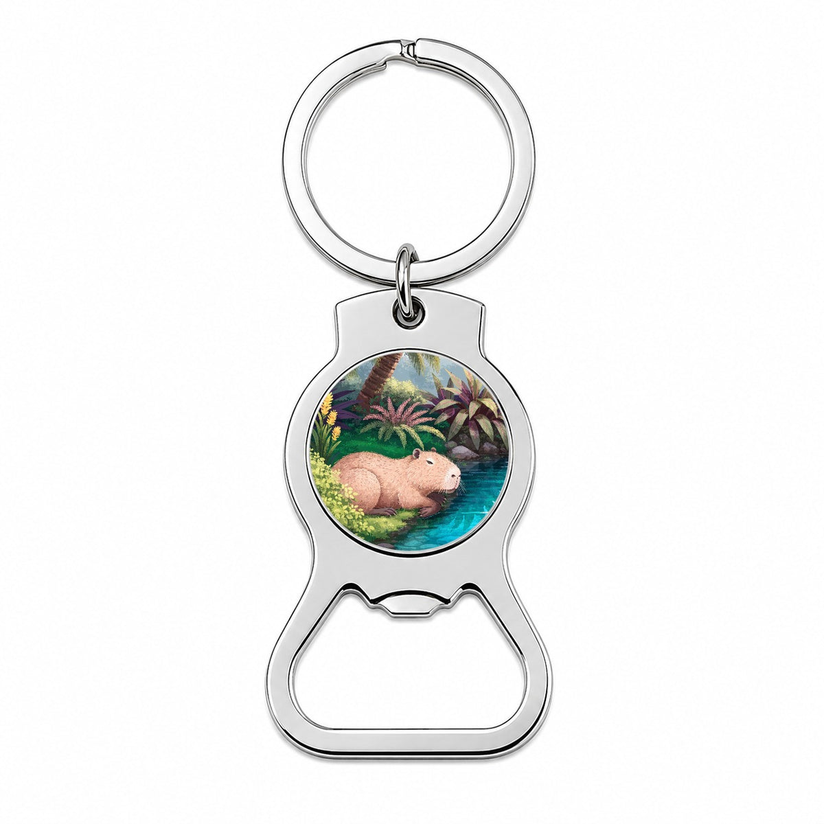 Capybara Tropical Pond Bottle Opener Keychain