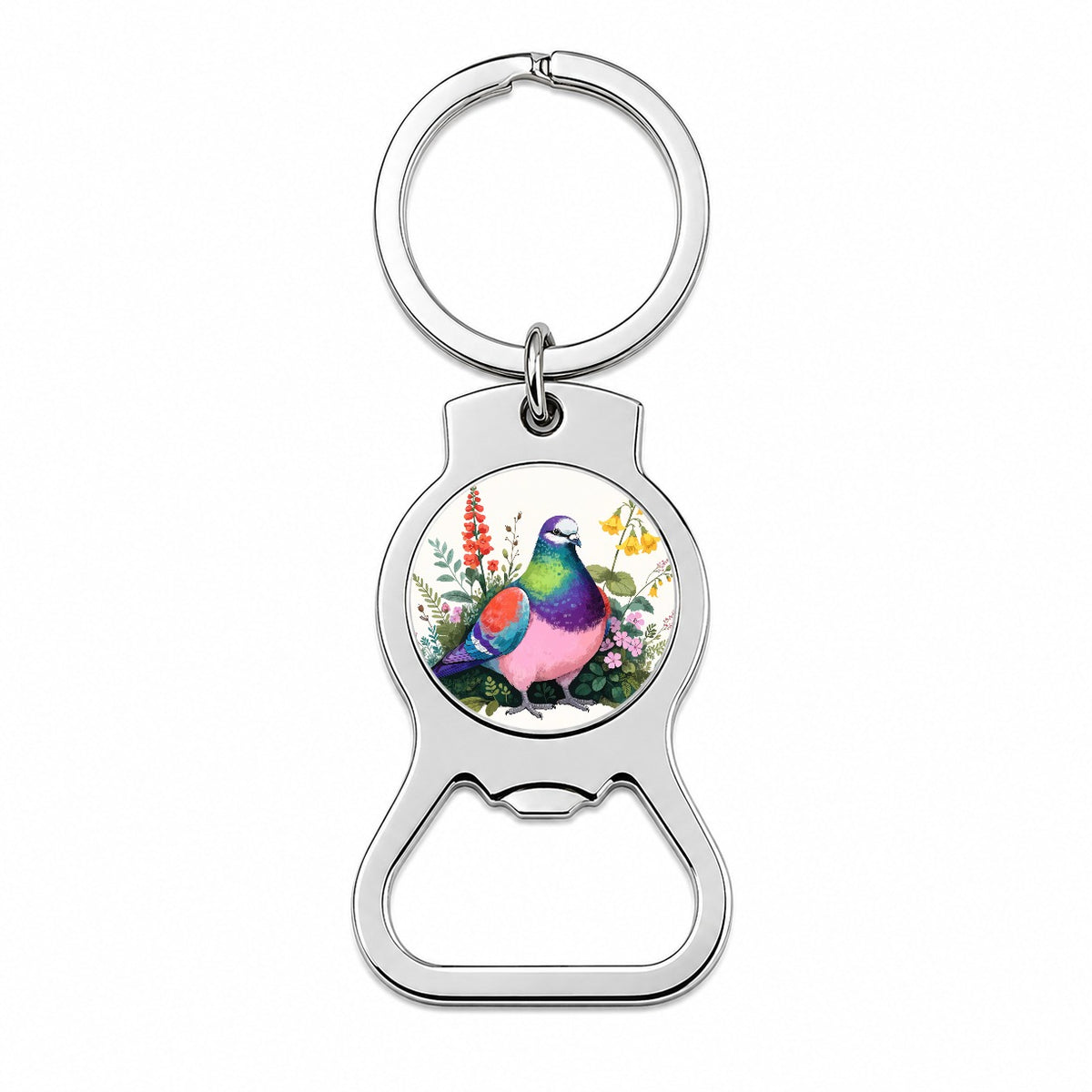 Charming Plump Pigeon Bottle Opener Keychain