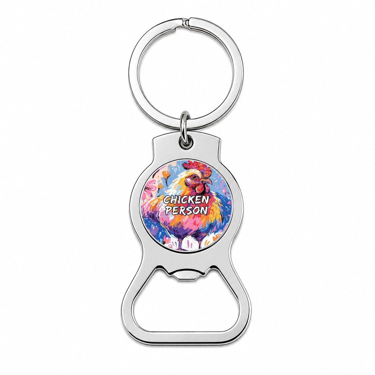 Chicken Person Funny Bottle Opener Keychain