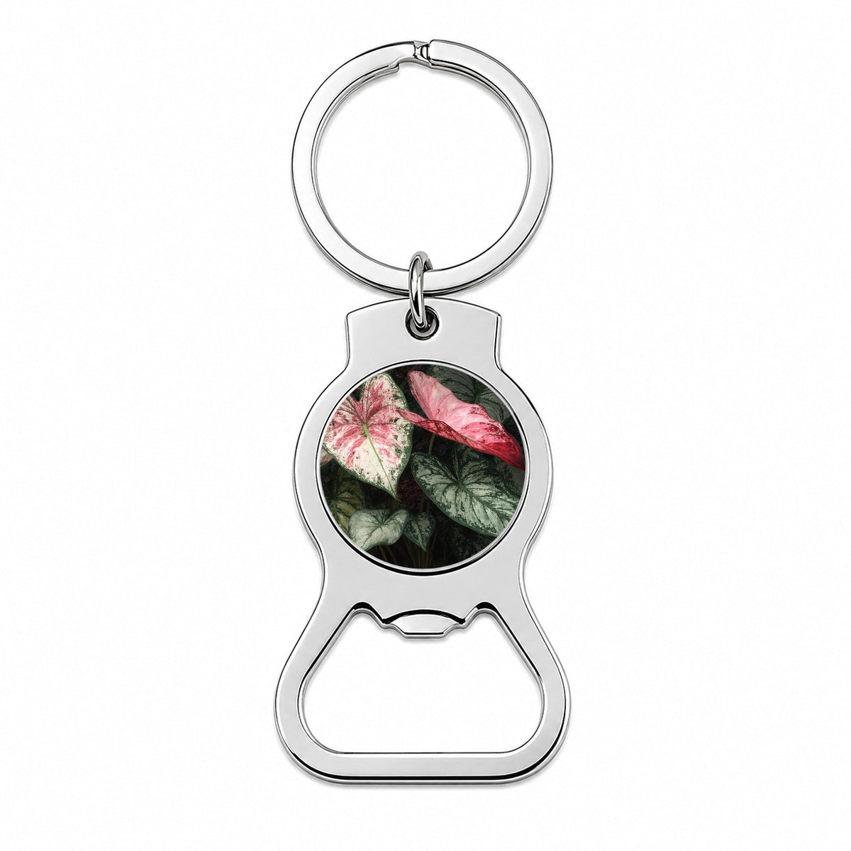 Colorful Caladium Leaves Bottle Opener Keychain