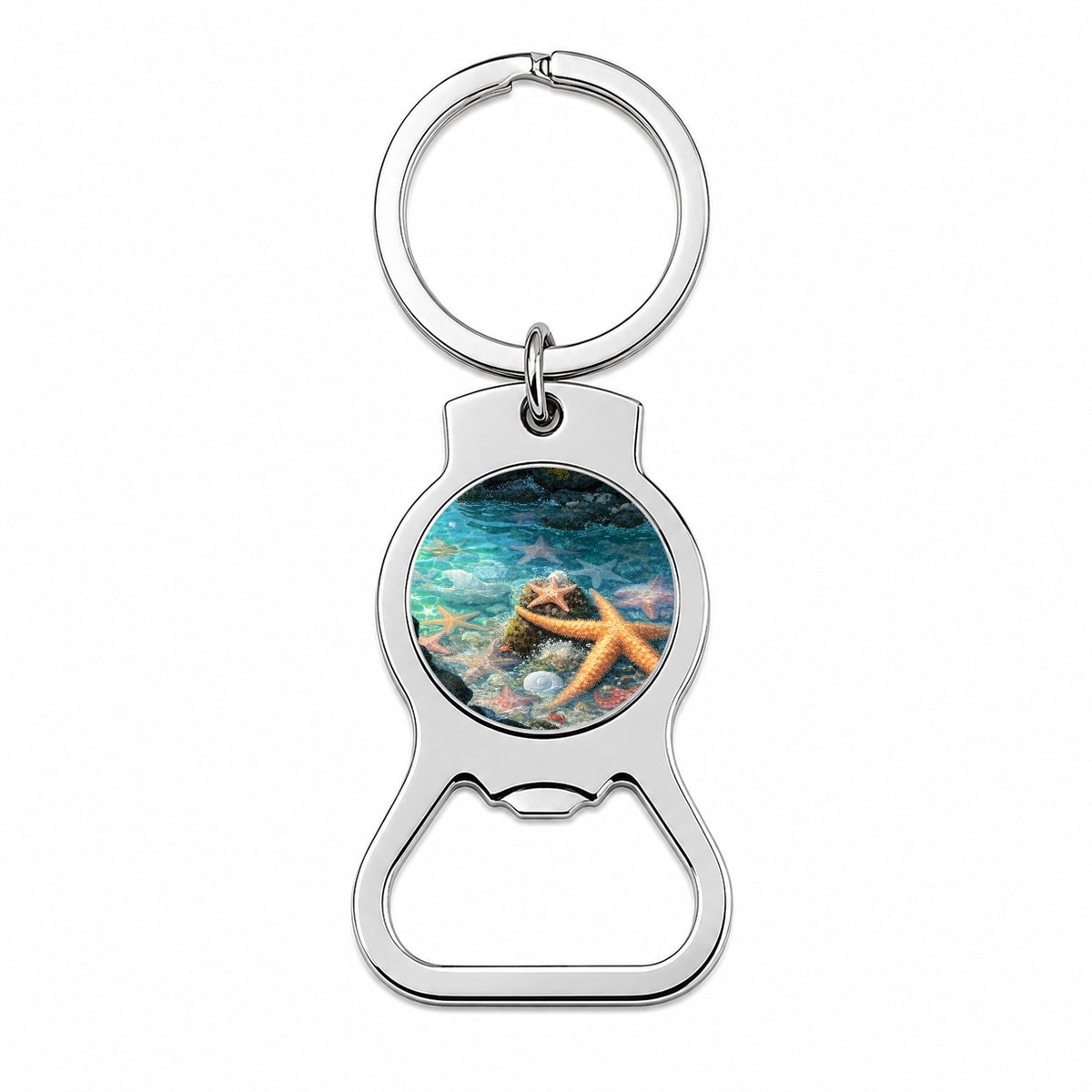 Colorful Coastal Tide Pool Bottle Opener Keychain