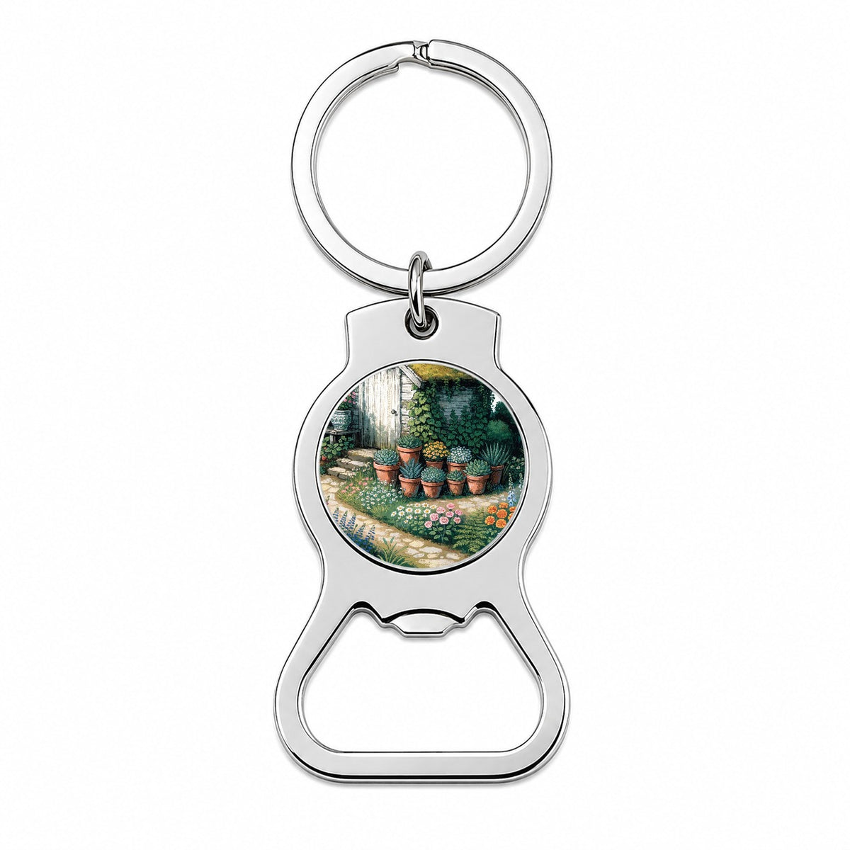 Cottage Garden Shed Bottle Opener Keychain